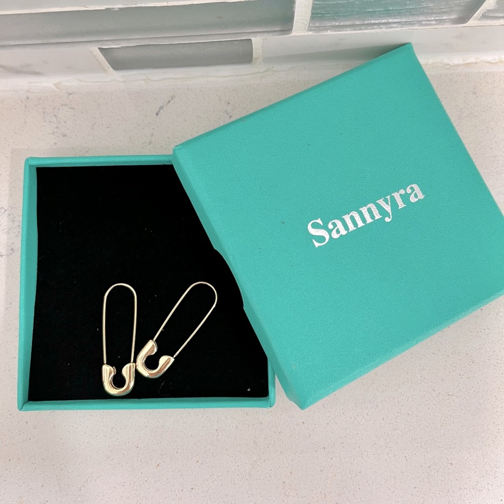 Safety Pin Earrings 14k Gold Plated